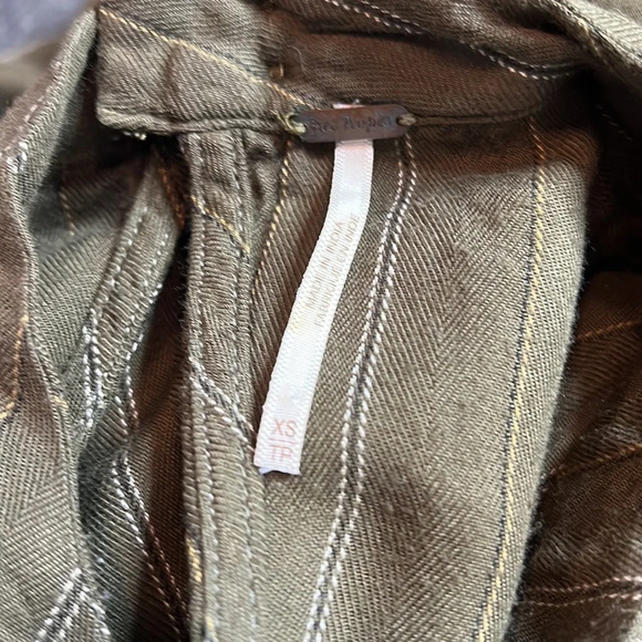 Free People Green Striped Oversized Blouse XS - Picture 6 of 7